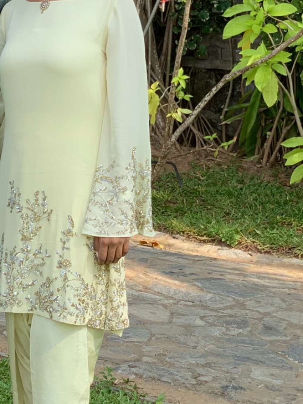 Cream Indian Kurta Pant Set